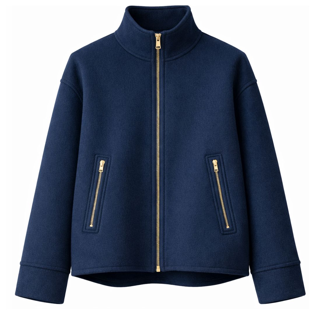 Lily Wool Cashmere Funnel Zip Jacket