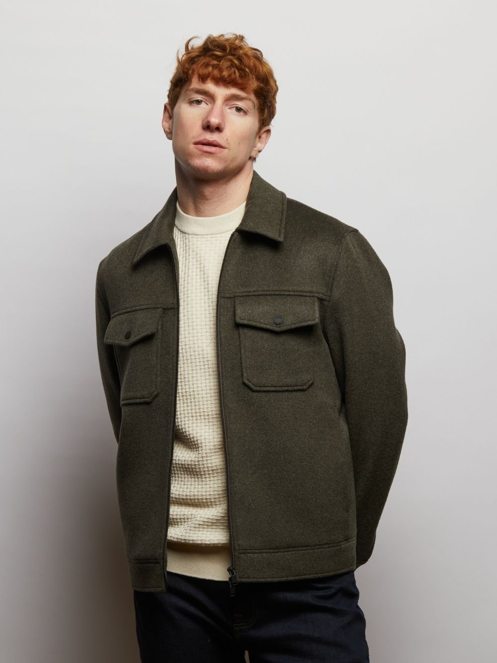 Steele Wool Blend Zip Front Short Jacket