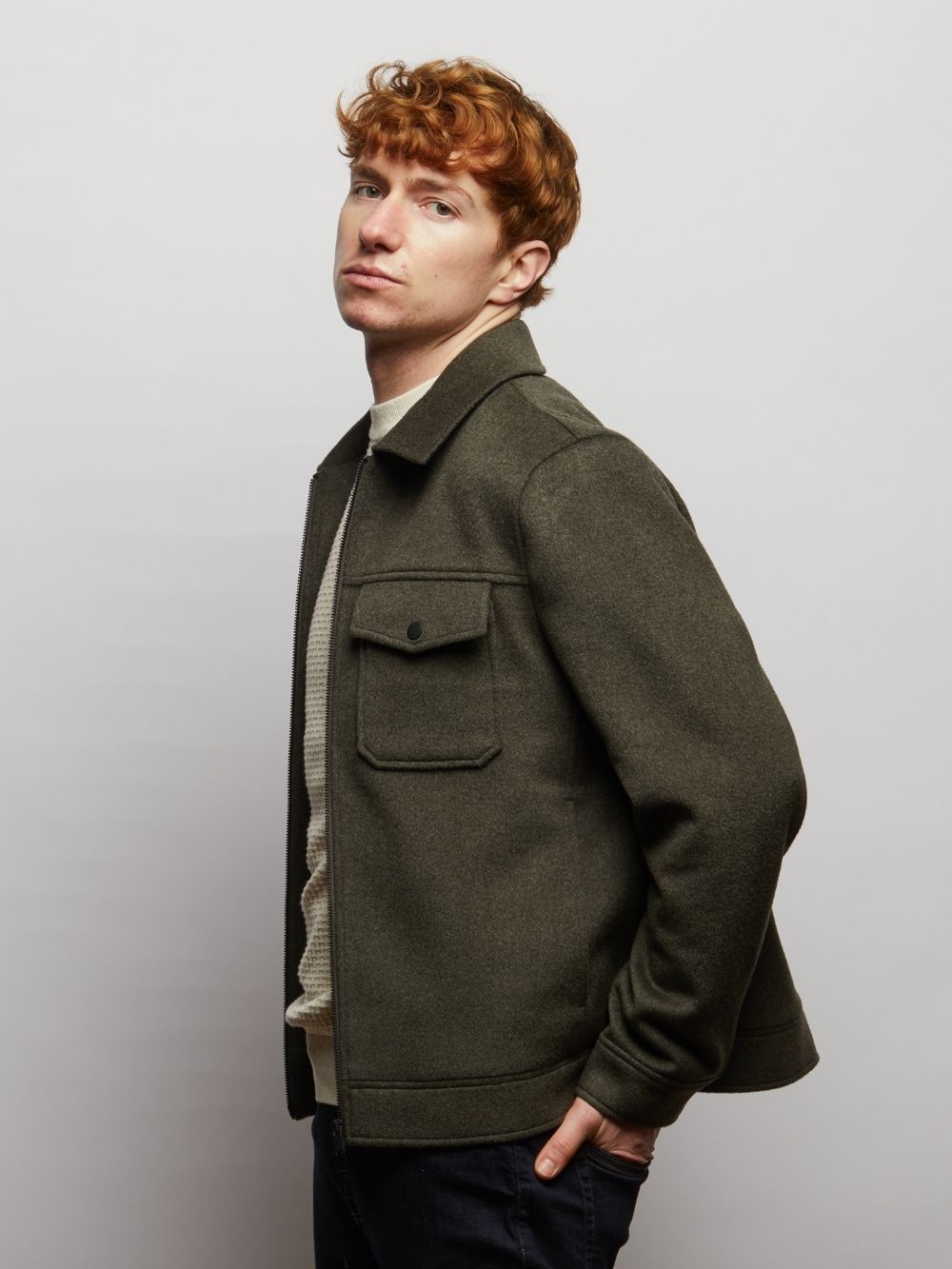 Steele Wool Blend Zip Front Short Jacket