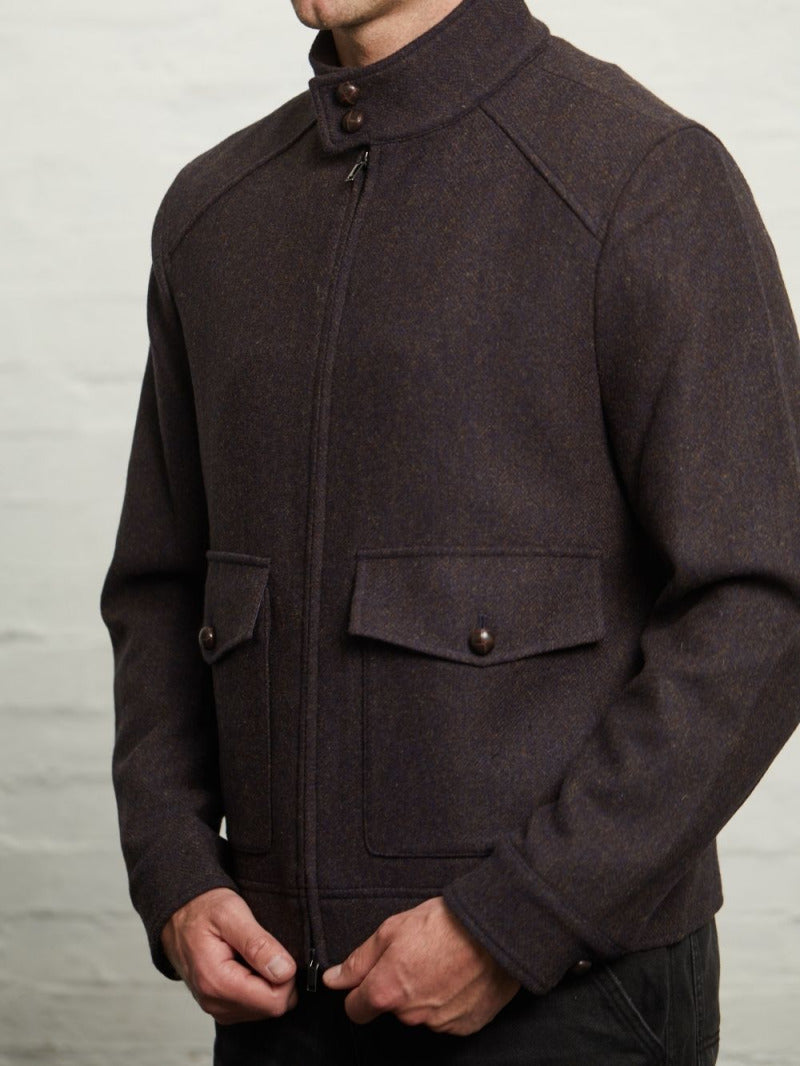 Cameron Wool Tweed Harrington Jacket