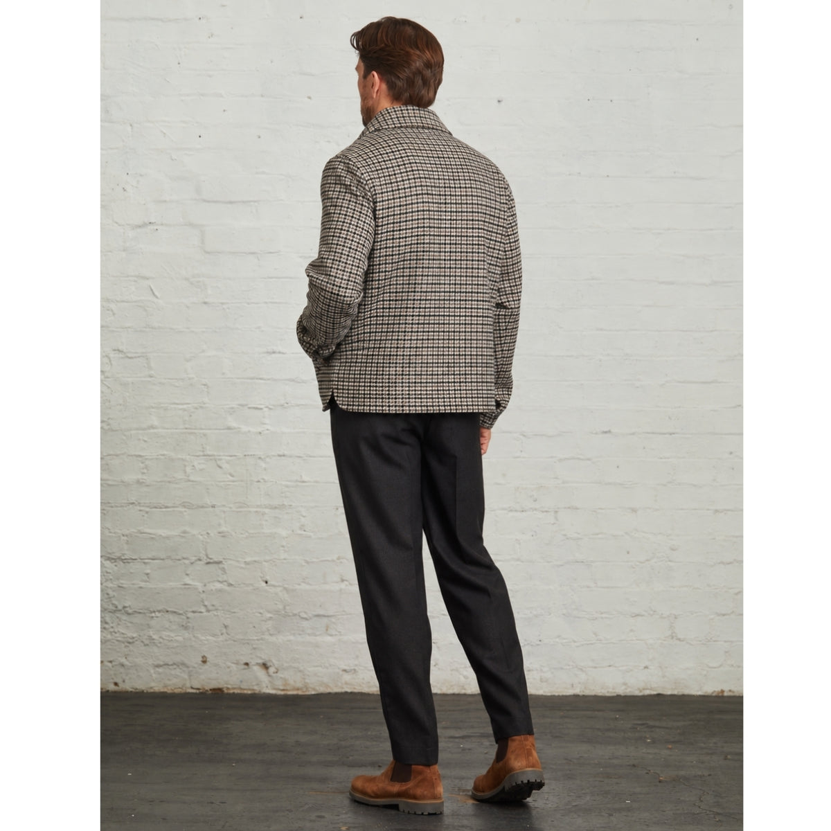 Edward Wool Check Harrington