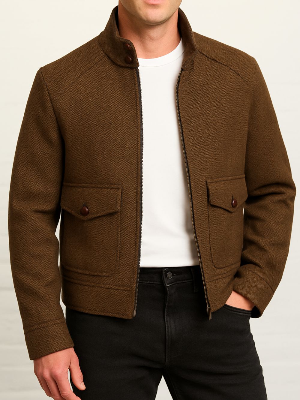 Cameron Wool Tweed Harrington Jacket