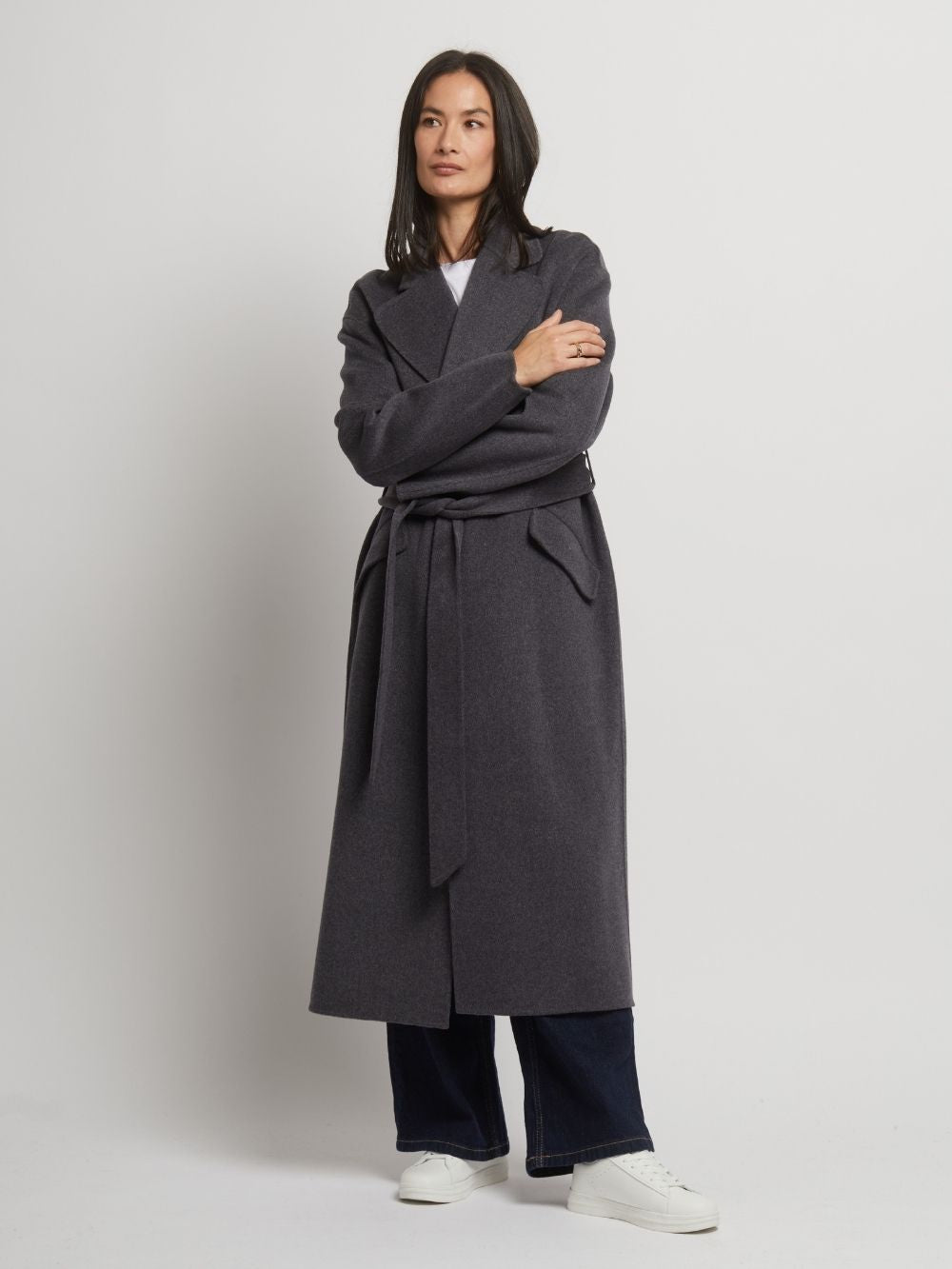 Kelly Belted Wool Cashmere Long Coat