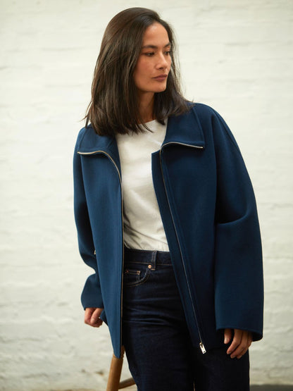 Lily Wool Cashmere Funnel Zip Jacket