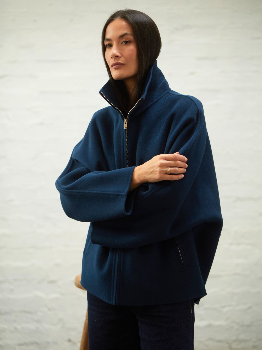 Lily Wool Cashmere Funnel Zip Jacket