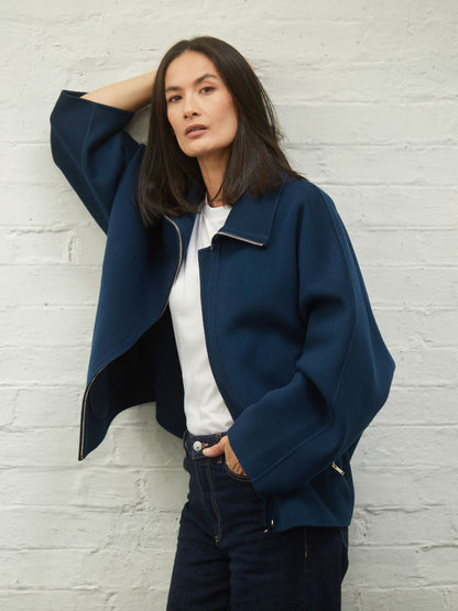 Lily Wool Cashmere Funnel Zip Jacket