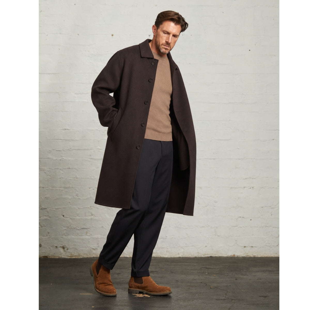 Oscar Wool Blind-Seam Overcoat