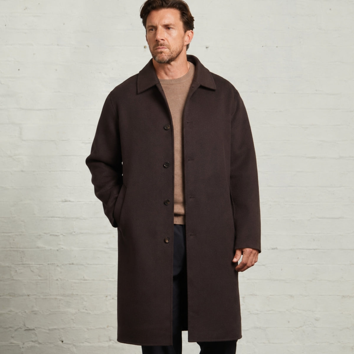Oscar Wool Blind-Seam Overcoat