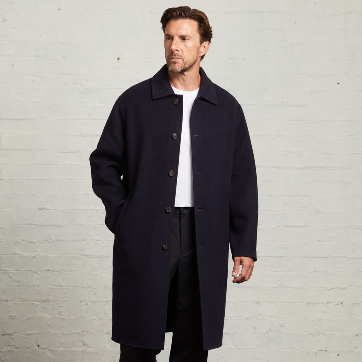 Oscar Wool Blind-Seam Overcoat