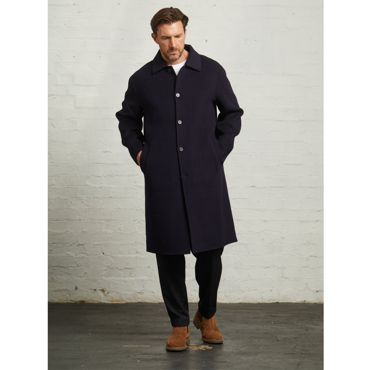 Oscar Wool Blind-Seam Overcoat