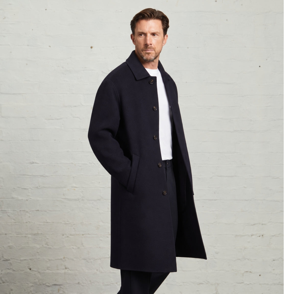 Oscar Wool Blind-Seam Overcoat