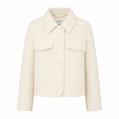 Pearl Wool Cashmere Cropped Utility Jacket